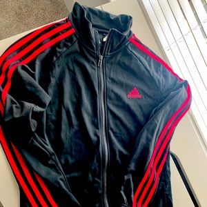 Adidas Black Track Jacket with Red Stripes